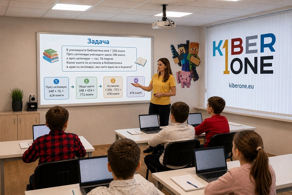 Занятие по математика в KIBERone — дигитално обучение